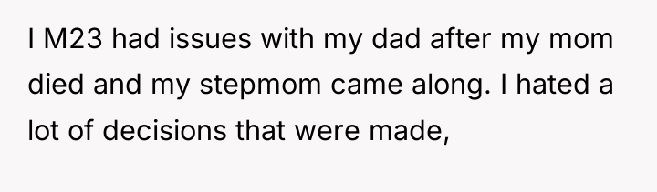 I M23 had issues with my dad after my mom...