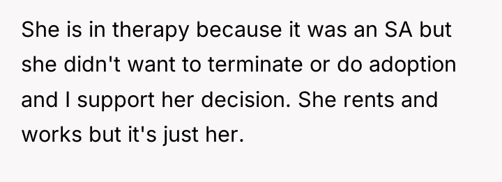 She is in therapy because it was an SA but...