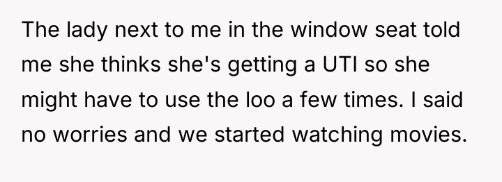 The lady next to me in the window seat told...