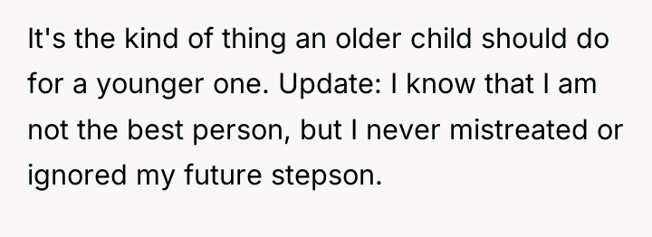 It's the kind of thing an older child should do...