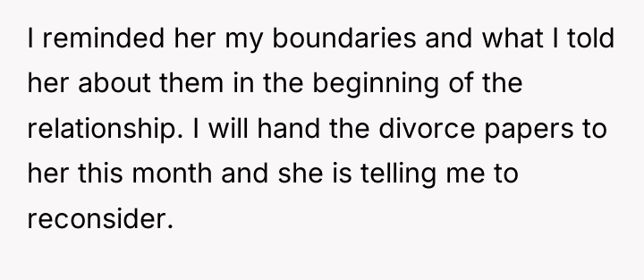 I reminded her my boundaries and what I told her...