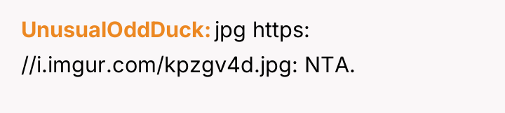 UnusualOddDuck jpg https: //i.imgur.com/kpzgv4d.jpg: NTA.