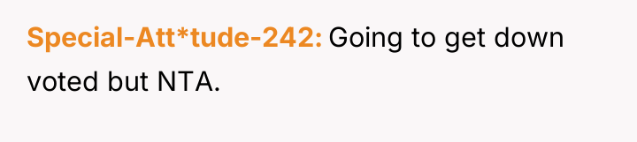 Special-Att*tude-242 Going to get down voted but NTA.