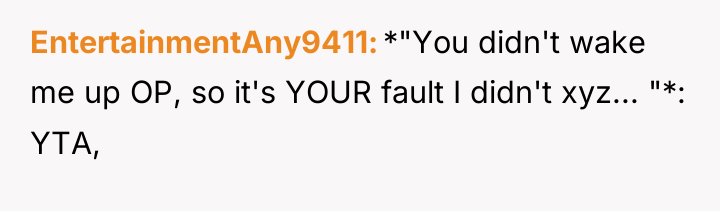 EntertainmentAny9411 *"You didn't wake me up OP, so it's YOUR...