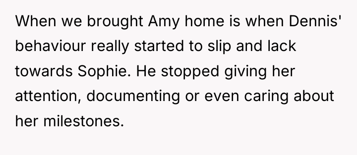 When we brought Amy home is when Dennis' behaviour really...