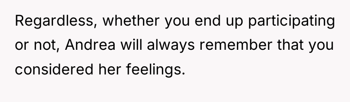Regardless, whether you end up participating or not, Andrea will...