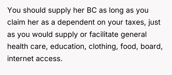 You should supply her BC as long as you claim...