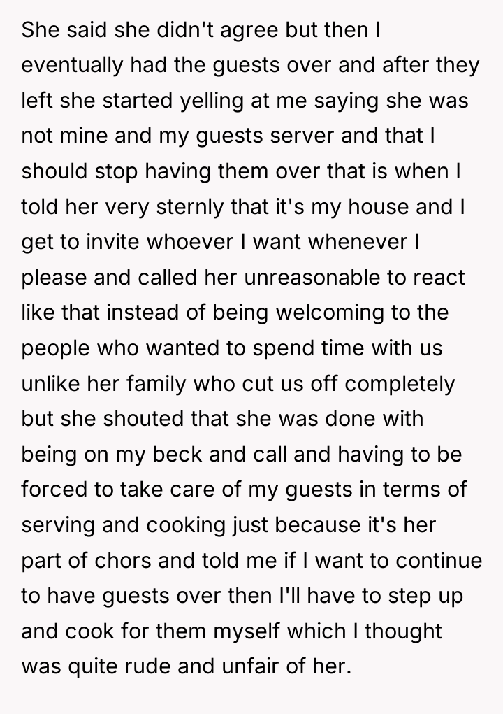 She said she didn't agree but then I eventually had...