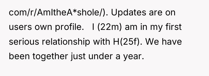 com/r/AmItheA*shole/). Updates are on users own profile. ​ ​ I...