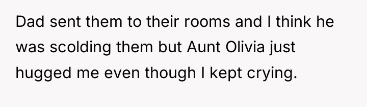 Dad sent them to their rooms and I think he...