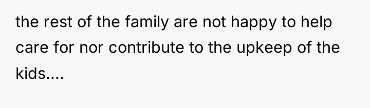 the rest of the family are not happy to help...