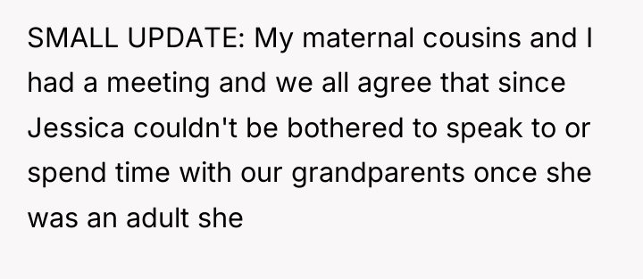 SMALL UPDATE: My maternal cousins and I had a meeting...
