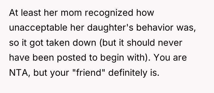 At least her mom recognized how unacceptable her daughter's behavior...