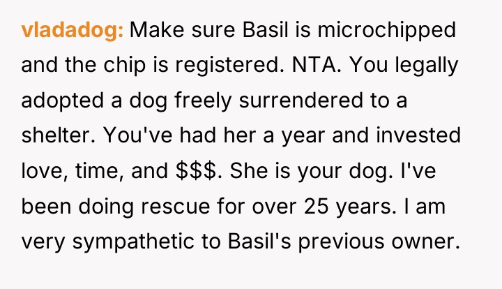 vladadog Make sure Basil is microchipped and the chip is...