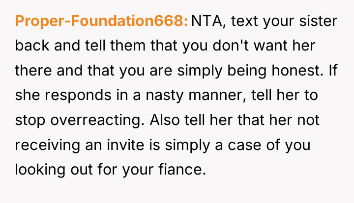 Proper-Foundation668 NTA, text your sister back and tell them that...