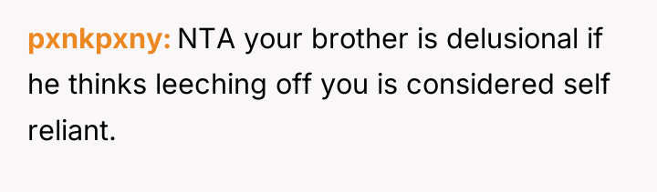 pxnkpxny NTA your brother is delusional if he thinks leeching...
