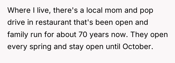 Where I live, there's a local mom and pop drive...