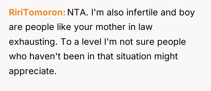 RiriTomoron NTA. I'm also infertile and boy are people like...