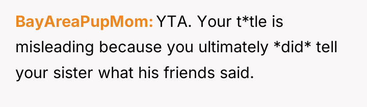BayAreaPupMom YTA. Your t*tle is misleading because you ultimately *did*...