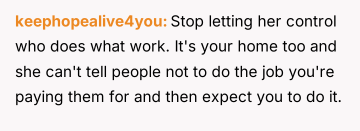 keephopealive4you Stop letting her control who does what work. It's...