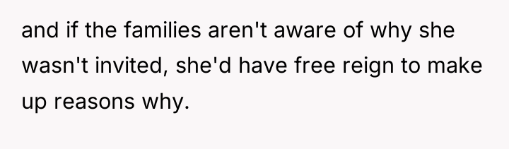and if the families aren't aware of why she wasn't...