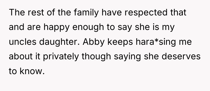 The rest of the family have respected that and are...