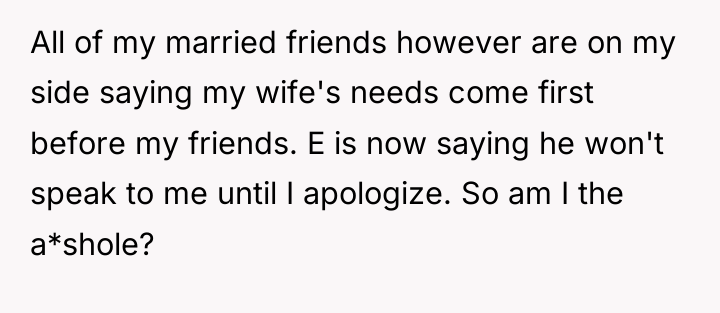 All of my married friends however are on my side...