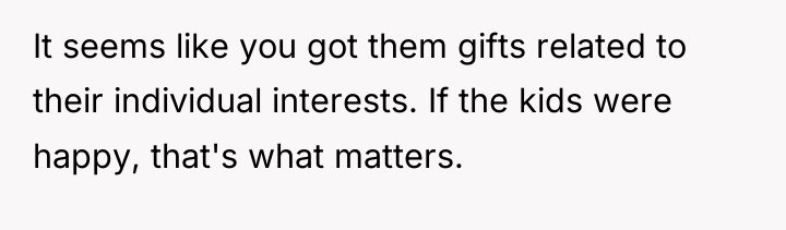 It seems like you got them gifts related to their...