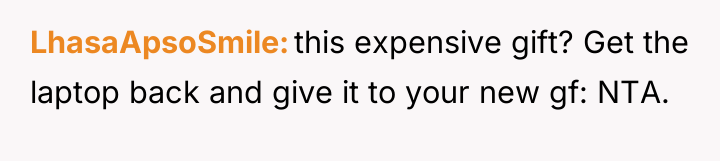 LhasaApsoSmile this expensive gift? Get the laptop back and give...