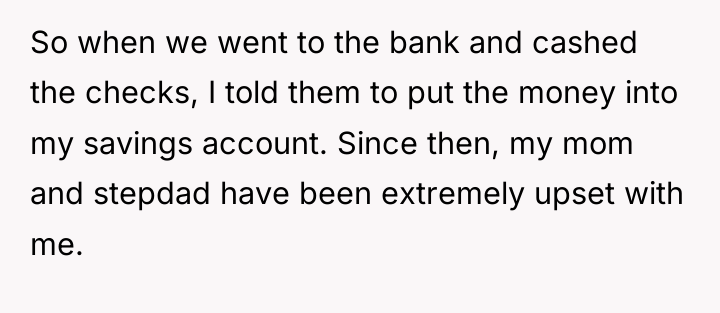 So when we went to the bank and cashed the...