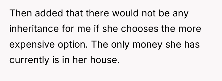 Then added that there would not be any inheritance for...