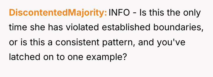 DiscontentedMajority INFO - Is this the only time she has...