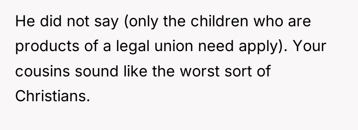 He did not say (only the children who are products...
