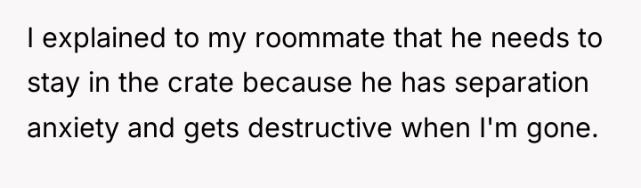 I explained to my roommate that he needs to stay...