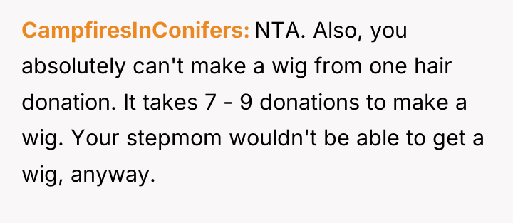 CampfiresInConifers NTA. Also, you absolutely can't make a wig from...