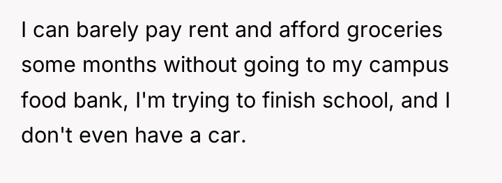 I can barely pay rent and afford groceries some months...