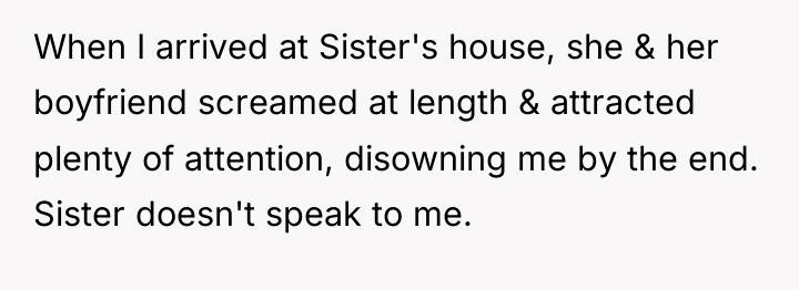 When I arrived at Sister's house, she & her boyfriend...