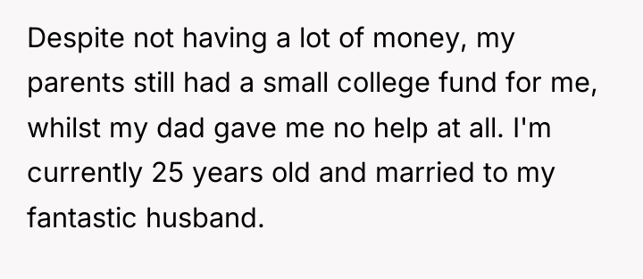 Despite not having a lot of money, my parents still...