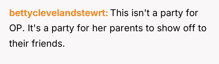 bettyclevelandstewrt This isn't a party for OP. It's a party...