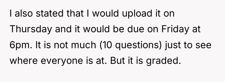 I also stated that I would upload it on Thursday...