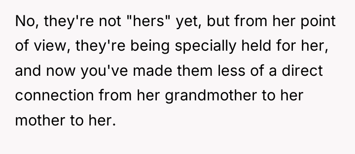 No, they're not "hers" yet, but from her point of...
