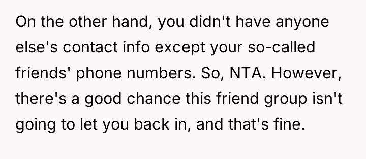 On the other hand, you didn't have anyone else's contact...