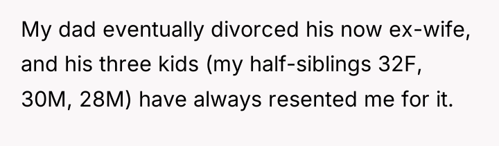 My dad eventually divorced his now ex-wife, and his three...