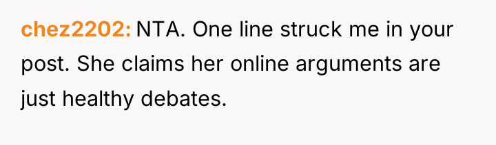 chez2202 NTA. One line struck me in your post. She...