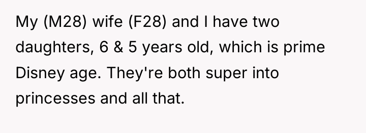 My (M28) wife (F28) and I have two daughters, 6...