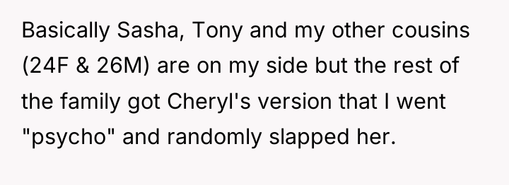 Basically Sasha, Tony and my other cousins (24F & 26M)...