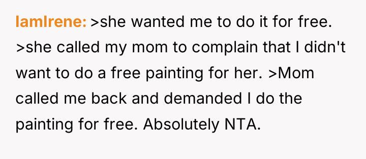IamIrene >she wanted me to do it for free. >she...
