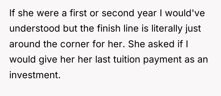 If she were a first or second year I would've...