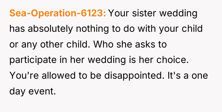 Sea-Operation-6123 Your sister wedding has absolutely nothing to do with...