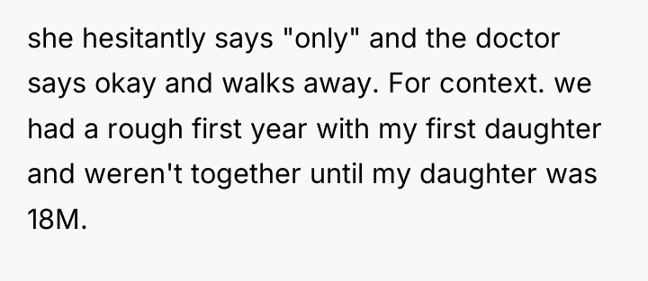 she hesitantly says "only" and the doctor says okay and...
